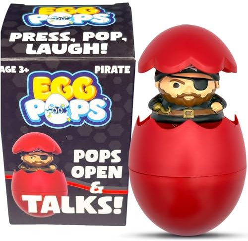 Egg Pops Talking Easter Egg Toy - Figure Pops Up & Plays Sounds, Easter Basket Stuffers for Teens - Interactive Kids Toys or Funny Gag Gifts for Teens, Cute Collectible Spring Character (Pirate)