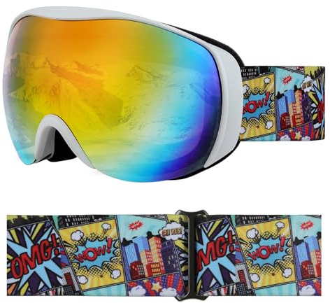 YooxArmor Gafas de Esquí Niños OTG,Anti Niebla 100% Protección UV 400 Máscara Gafas Esquí para Niñas de 6 a 12 Años para Esquí,Snowboard y Otros Deportes de Invierno Compatible con Casco