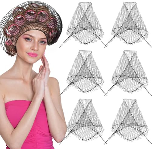 YBEATY 6PCS Women's Cotton Triangle Hair Net Roller Hair Net Roller Triangular Mesh 35 x 35 x 57 Inches Black Elasticity Invisible Mesh for Salon Styling Sleep Fixed Hairstyle Protection Ballet Bun