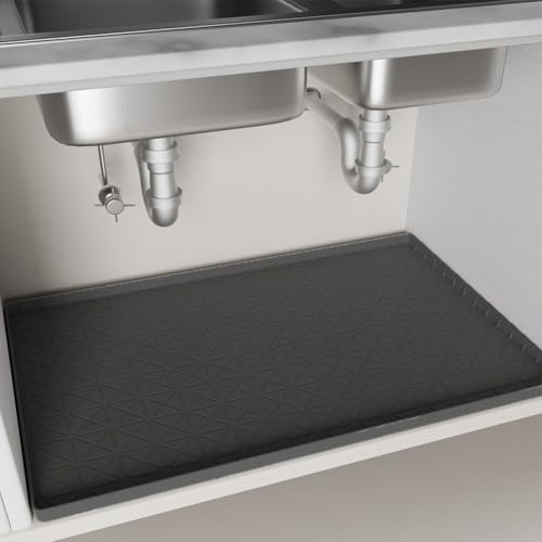 WheatThrive - Tappeto Impermeabile Sotto Lavello, Flessibile Antiscivolo, in Silicone, per Gocciolatoio del Lavello, Protettore per Armadio, Rivestimento per Mensola, per Cucina e Bagno (86x56x2.5cm)