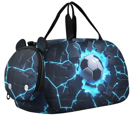 Quteprint Kids Sports Duffel Bag for Boys & Girls - Soccer Cracked Wall 100% Polyester Gym Bag with Separate Shoe Compartment, Adjustable Shoulder Strap, Compact Travel & Workout Gear Bag