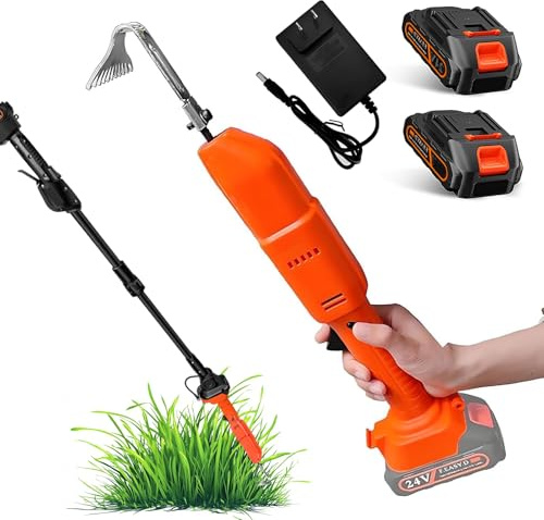 Binette Jardinage Electrique, Desherbeur Léger avec Lames en Acier au Manganèse, Double Interrupteur de Sécurité, 2*1.5Ah Batterie au Lithium et Charge pour Le Désherbage Assouplir Le Sol