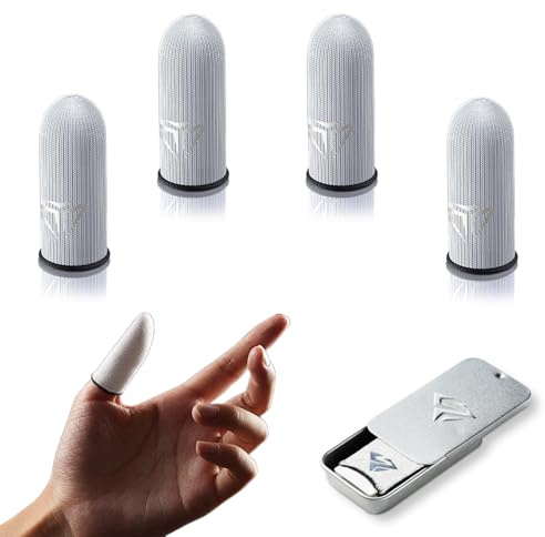 AFYRIANT 4 Stück Gaming Finger Sleeve, Atmungsaktive Gaming-Fingerhüllen, Schweißfeste Gaming-Daumenhülle, Ultra-empfindliche Fingerhandschuhe, Finger Sleeve Daumenhülsen für Touchscreen Spiel Mobile