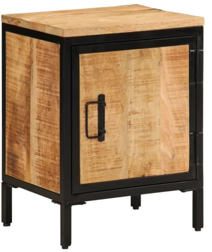 LoogCape Comodino 40 x 30 x 52,5 cm, legno massello grezzo Mango, tavolino da camera da letto, robusta console notturna per libri, riviste e oggetti decorativi