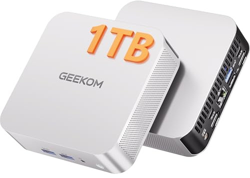 GEEKOM Mini PC A6 avec AMD Ryzen 7 6800H, garantie 3 ans, Win-11 Pro, 16 Go DDR5 (mieux que LPDDR) double fente RAM 1 To M.2 SSD, mini ordinateur pour jeux/bureau, USB 4, écran Quad
