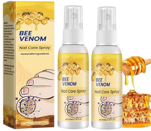 Spray Contre Les Mycoses Des Pieds, 2 x 100ml Venin d'abeille Fongicide Contre Les Mycoses Des Pieds,aloe vera traitement spray protecteur pour Les Ongles Et Les Soins