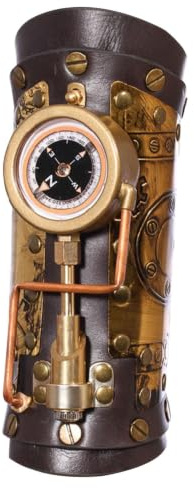 Bracers renässans nyhet steampunk arm manschett med kompass | Läderarmband för kvinnor festlig uppträdande cosplay gotiskt mode vuxna fest