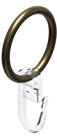 Interdeco Gardinenringe mit Faltenhaken/Ringe in Messing Antik für Gardinenstangen 16 mm Ø (20 Stück)
