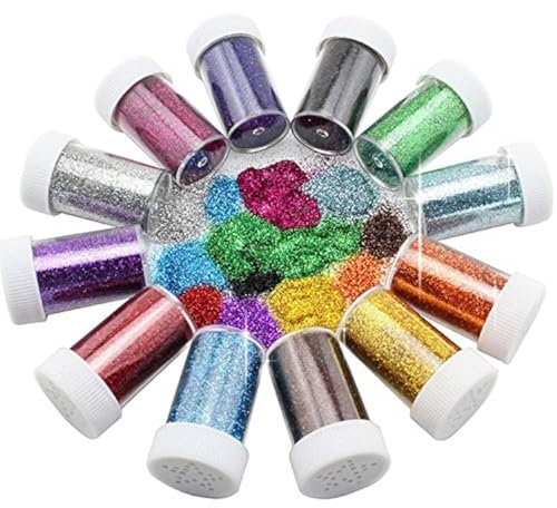 Glitzerstreuer für Kinder von Xshelley, zum Basteln, Karten herstellen, Dekorieren, 12 sortierte Farben