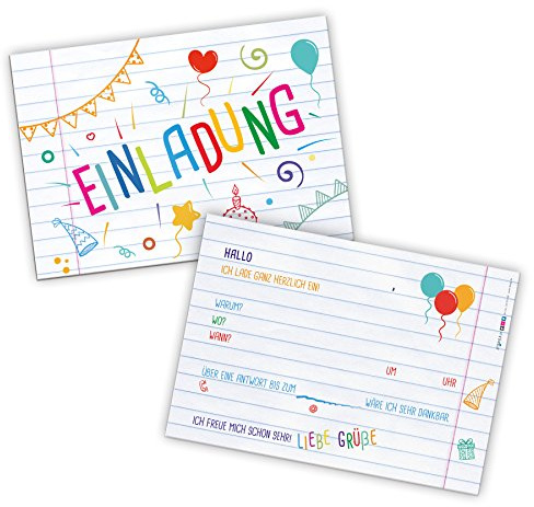 itenga 12 x Postkarte Einladung Kindergeburtstag Einschulung Jungen Mädchen DIN A6 quer