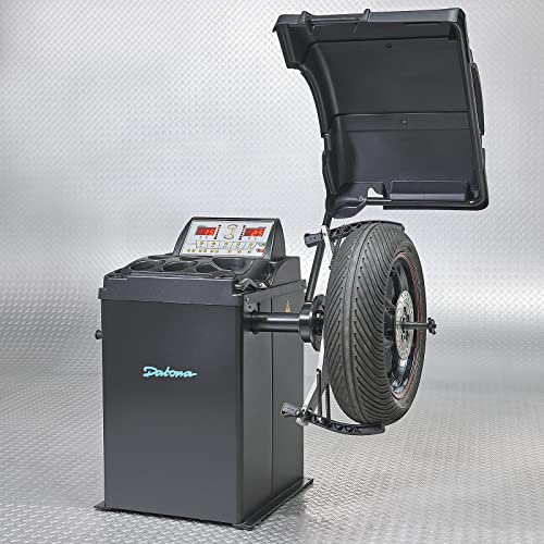 Datona Digitale Reifenwuchtmaschine 230 V für Pkw und Motorradfelgen bis 24 Zoll 65 kg statisch und dynamisch mit Display Adapter und Schnellverschluss