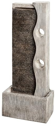 Dehner Fuente de jardín Eclipse con iluminación LED, Aprox. 100 x 40 x 19,8 cm, poliresina, Gris