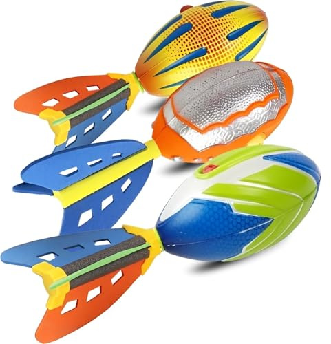 Liberty Imports 3 Pack Whistling Foam Footballs with Tail – Pocket Missile Rocket Football Toy Set for Kids – Aero Howling Sports Flyers for Outdoor Games, Backyard Play, Beach