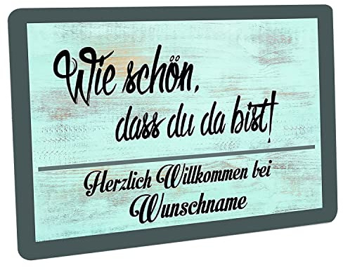 Fußmatte personalisiert - robuste, rutschfeste Fussmatte für Außen & Innen - waschbare Schmutzfangmatte - Fußabtreter Türmatte für aussen & an der Haustür - 60x40cm - Wie schön dass du da bist