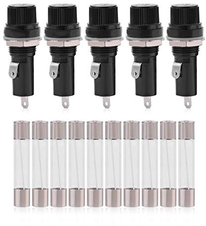 KIMISS Sicherungshalter, Chassismontage, Inline-Sicherungshalter P, Sicherungshalter, 10 Ampere, 5 Ampere Sicherungskappe, 110 V, 12 V, Inline-Sicherungshalter, 250 V, HJM, wasserdichte