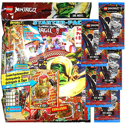 Ninjago Serie 6 Trading Cards Bundle aus 1 Starter+5 Booster+ Collect-it Hüllen Sleeves