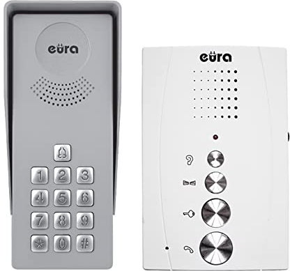 Eura Adp-38A3 Entra Interphone de Porte, kit Mains Libres, Serrure à Combinaison, 4 Fils Blanc