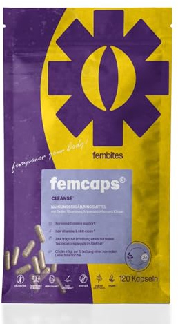 fembites femcaps Cleanse - Hochdosiertes Supplement für Hormonelle Balance - Mit Biotin, Zink, Vitamin C & Selen - Vegan & Laborgeprüft - 120 Kapseln