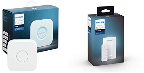 Philips Hue Bridge. Smart Home Automation Works with Alexa, Google Assistant and Apple Homekit & Smart Wireless Dimmer Switch V2 (Installation-Free, Exclusive for Lights)