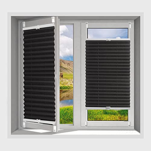 Plissee Jalousie Klemmfix 2 Stück 55x120cm(BxH) Anthrazit Fensterplissee ohne Bohren Jalousie Sonnenschutz Verdunklung Faltrollo Lichtdurchlässig Rollo für Fenster & Tür