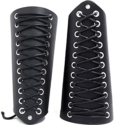 GORGECRAFT Läderarmband - Medeltida Rustning Viking Armskydd Bågskytte Spänne Unisex Läder Manschetter Smycken Kostym Kit för Män (Svart)