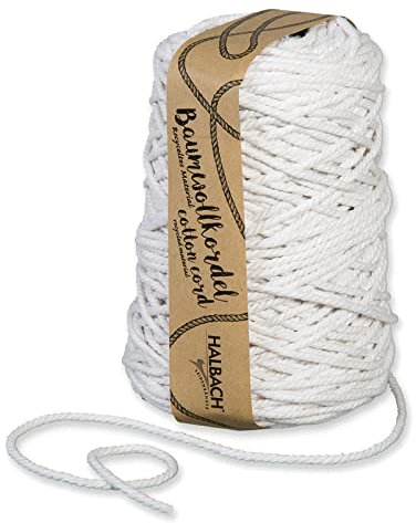 Recycelte Baumwollkordel 5 mm 500g/80 m Nachhaltig Baumwollgarn Seil Makramee Natur Kordel Basteln Knüpfen Dekokordel Handwerk Kreativ (Weiss)