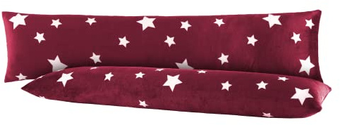 BaSaTex Winter Plüsch Kissenbezug, 2er Pack, 40x145 cm, Bordeaux | Kuschelig Weich, Öko_Tex, Nicky Cashmere-Touch für Seitenschläfer- und Schwangerschaftskissen