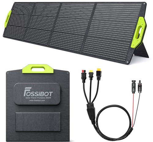 FOSSiBOT 200W Solarpanel, Faltbar Solarmodul für F1200 F2400 F3600 Tragbare Solargeneratoren, Photovoltaik Modul Solaranlage für netzunabhängiges System, für Garten Balkon Wohnwagen nach außen