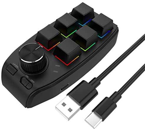 LiLiTok 6-Tasten-Tastatur Programmierung RGB-Tastaturen, Büros Shortcuts Copy Sticky für PS Zeichnung PC Audio Gaming Lautstärkeregelung Tastatur (Bluetooth Schwarz)