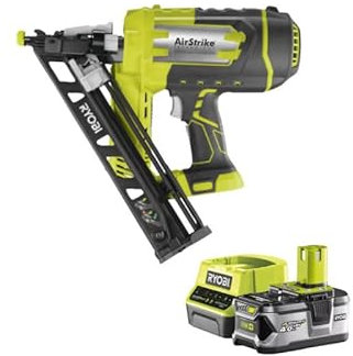 Pack RYOBI Cloueur de finition incliné à air comprimé 18V One+ R15GN18-0 - 1 Batterie 4.0Ah - 1 Chargeur rapide RC18120-140