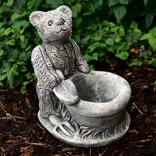 Orsacchiotto con vaso Grande fioriera da giardino Carino statuetta di orso Decorazione in cemento Scultura fioriera in pietra Cestino per fiori Bel regalo Vaso unico Decorazione orso in cemento Statua
