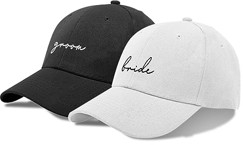 GroomBrideGifts Mr and Mrs Hats - Wedding Gifts for Couples, Couple Gift for Anniversary - Matching Couples Baseball Cap Set