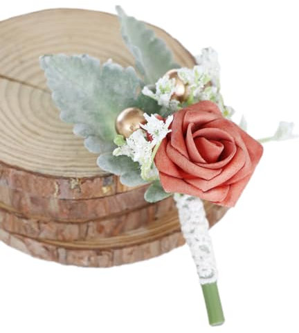 1 Stück Damen Brosche Rose Blume Brosche,Damen Elegante Ansteckblume Brosche,Anstecknadeln für Damen Mädchen Kostüm Zubehör,für Party,Hochzeit Dekoration,Braut Bräutigam Hochzeit,Tiefes Orange