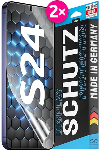 2x se® 3D SCHUTZFOLIE Transparent für Samsung Galaxy S24,Selbstheilend, 100% Fingerabdruck & FaceID kompatibel, einfache blasenfreie Installation, Ultra-Klar, Stoß-Kratzfest, aus Deutschland