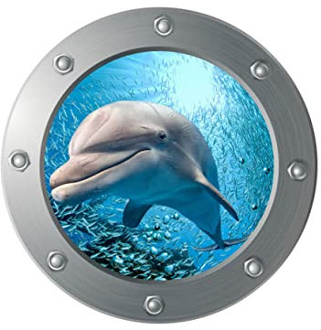 HAPINARY Abnehmbarer Delfin 3d Aufkleber aus Pvc für Fenster und Spiegel zur Modernen Wohnraumdekoration im Kinderzimmer und Wohnzimmer