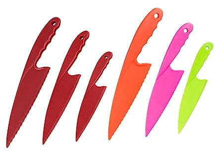 Cabilock 6 Piezas Cuchillo de Pastel de cumpleaños Cuchillo para Ensalada Utensilios de Cocina Cuchillos de plástico para postres Cuchillo de plástico para postres Pizza niño