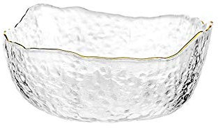 TVSKWMRQ Ciotola, Insalatiera, Bordo Irregolare Intarsiato in Oro Insalatiera di Vetro Frutta Riso Ciotole per Servire Contenitore per Alimenti Pranzo Bento Box Ciotole (Colore : 1)