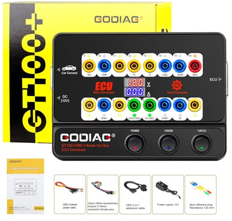 GODIAG GT100+ OBDII Breakout Box, diagnostica di manutenzione ECU strumenti diagnostici multifunzione Jumper OBD dispositivo diagnostico CANBUS/K-Line Protocollo Rivelatore per ECU Bench Testing