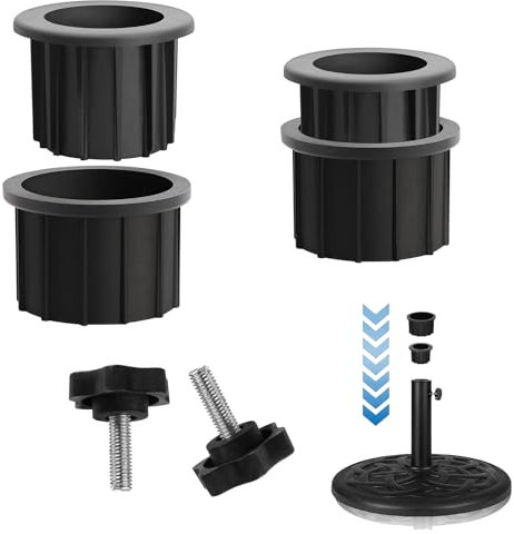 Ompinda Umbrella Stand Replacement Kits, 4 Pcs Garden Parasol Base Stand Hole Ring Plug Cover with 2pcs Hand Knob Thread Screw (M8) for Backyard Patio Table