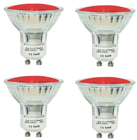JQslight LED Landscape Lights,GU10 Red LED Spotlight Bulbs 5W MR16 GU10 Base Red Coloured Spot Light Bulb for Wall Washer Lamps, Landscape Lighting, Decorative Lighting, Mood Lighting(4-Pack)