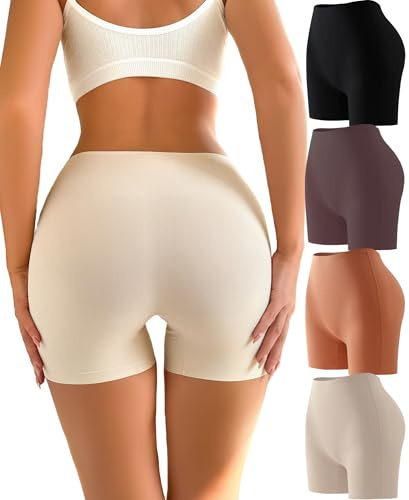 FINETOO Lot de 4 Boxer Femme sans Couture Culotte Seamless Shorty Boyshorts S-XL,A-4,M
