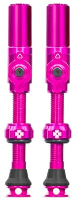 Muc-Off Big Bore Hybrid Tubeless Valves - Maximum Air Flow CNC Aluminium Valve System - Coreless Design for Presta Rims - Fast Inflation and Sealant Fill - Pink, 45mm