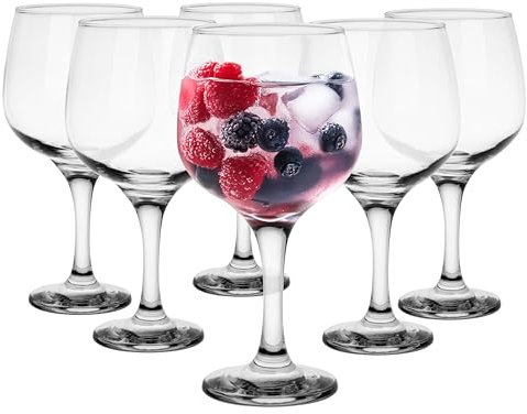 Glasmark KROSNO 1992 Verre à Rouge Blanc 650 ml Transparents Grands Lot de 6 Coupes À Glace Eau Cocktail Lavable Au Lave-Vaisselle