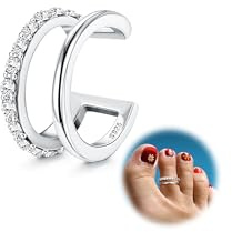 Kakonia Silber Zehenring für Frauen - Einstellbare Strand Band Ring mit Daisy Blume CZ Kreuz Opal Twist Knoten - Offener Fuß Schmuck mit Zwei Bars