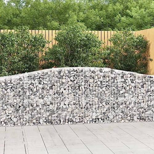 FUDUGEHMIOFWFJJ teichwanne,blumenkasten hoch,Gabionen mit Hochbogen 6 STK. 400x50x80/100cm Verzinktes EisenGeeignet für Garten, Terrasse, Schlafzimmer, Wohnzimmer