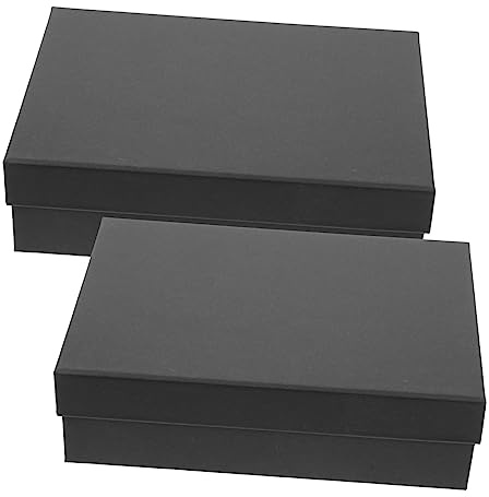Schwarze Kraftpapier Geschenkbox 2 Stück-pack Rechteckig für Verpackung | Karton Ausführung, für Schokolade und Parfüm, Geeignet für Hochzeit und Geburtstag