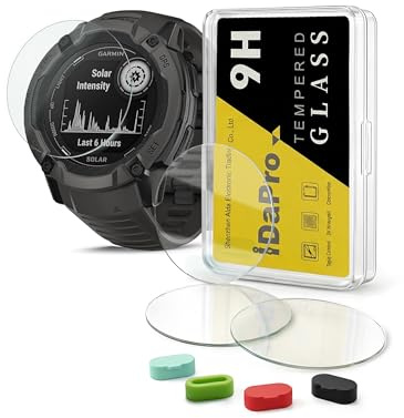 iDaPro Screen Protector for Garmin Instinct 2X Solar Tactical, 9H Glass | 4-Pack + 4 Dust Plugs + ABS Box. For Tactical. 9H Hardness, Anti-Scratch, Anti-Bubble, HD Clarity, Anti-Fingerprint