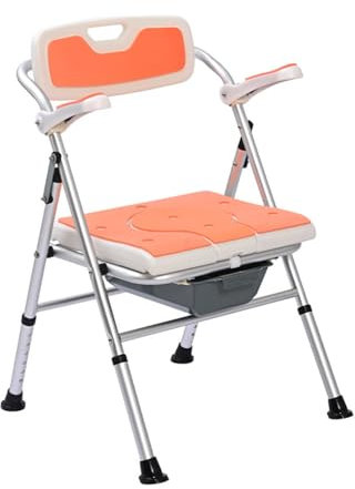 Silla De Ducha Plegable con Respaldo,Silla con Inodoro con Reposabrazos Los Ancianos,Silla Baño Ancianos Ducha,Adaptador WC Mayores,Asiento Bañera Adultos Antideslizante Silla para Ducha
