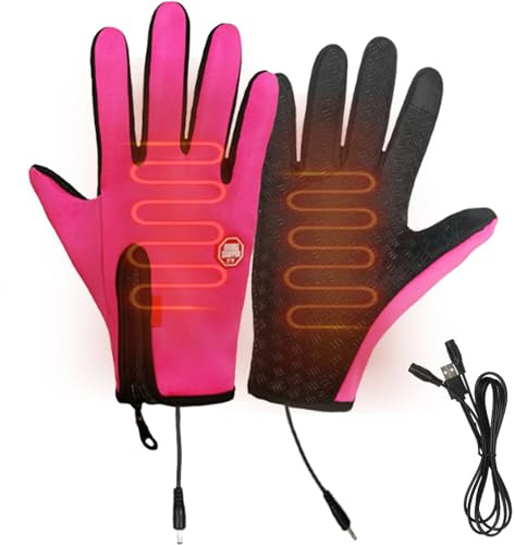 Luckxing Beheizbare Handschuhe, Winter Vollfinger USB Beheizte Handschuhe Nicht-Slip wasserdichte Touchscreen Handschuhe Beheizt, Beheizte Handschuhe, Beheizbare Handschuhe Für Laufen, Radfahren
