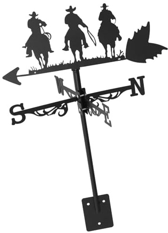 BESPORTBLE Wetterfahne im Western Cowboy Stil aus Schwarzem Eisen Dekorative Gartenstecker für Outdoor Bereiche und Terrassen im Rustikalen Landhausstil